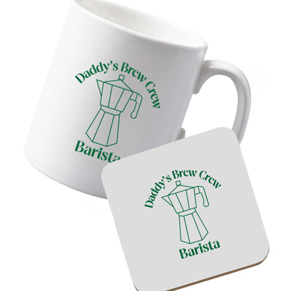 10 oz Ceramic mug and coaster Daddy's brew crew left sided