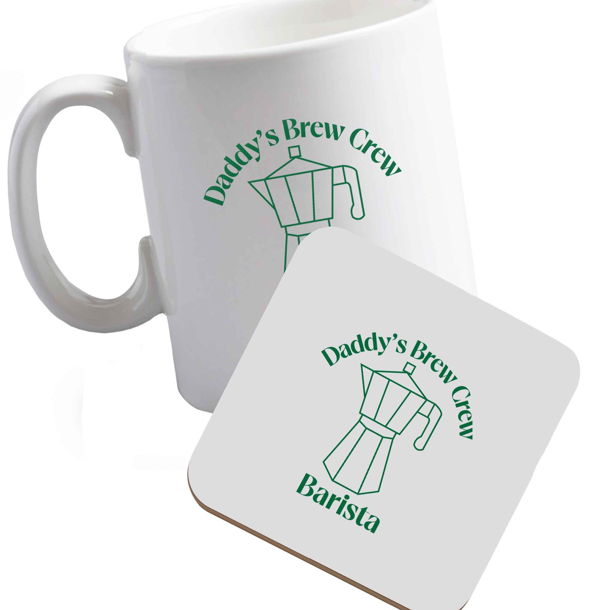 10 oz Ceramic mug and coaster Daddy's brew crew both sides