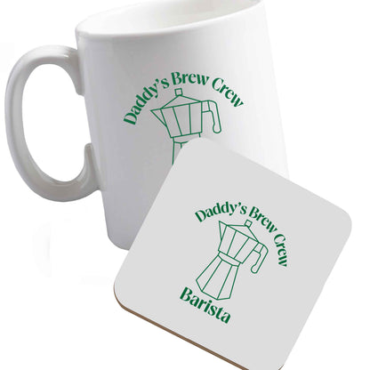 10 oz Ceramic mug and coaster Daddy's brew crew both sides
