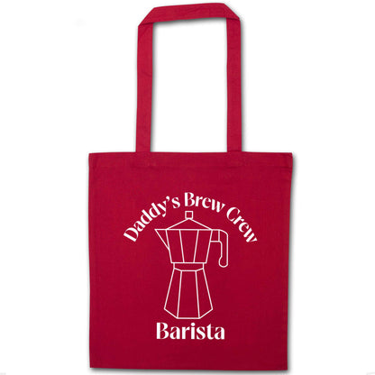 Daddy's brew crew red tote bag