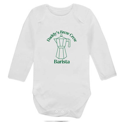 Daddy's brew crew baby bodysuit long sleeved white 6-12 months