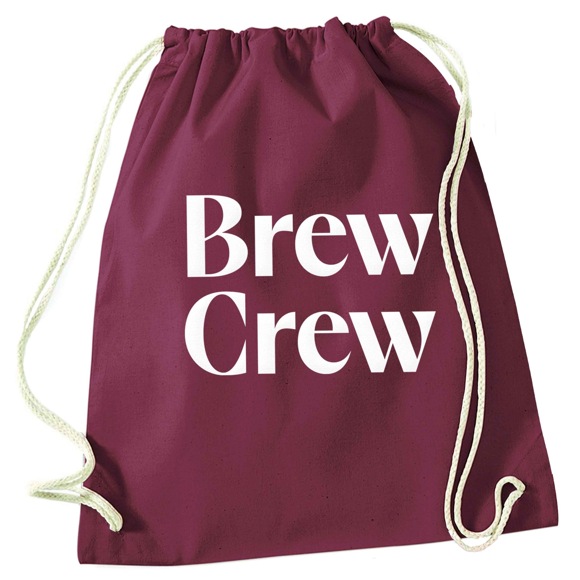 Brew crew maroon drawstring bag