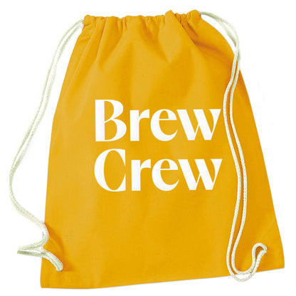 Brew crew mustard drawstring bag