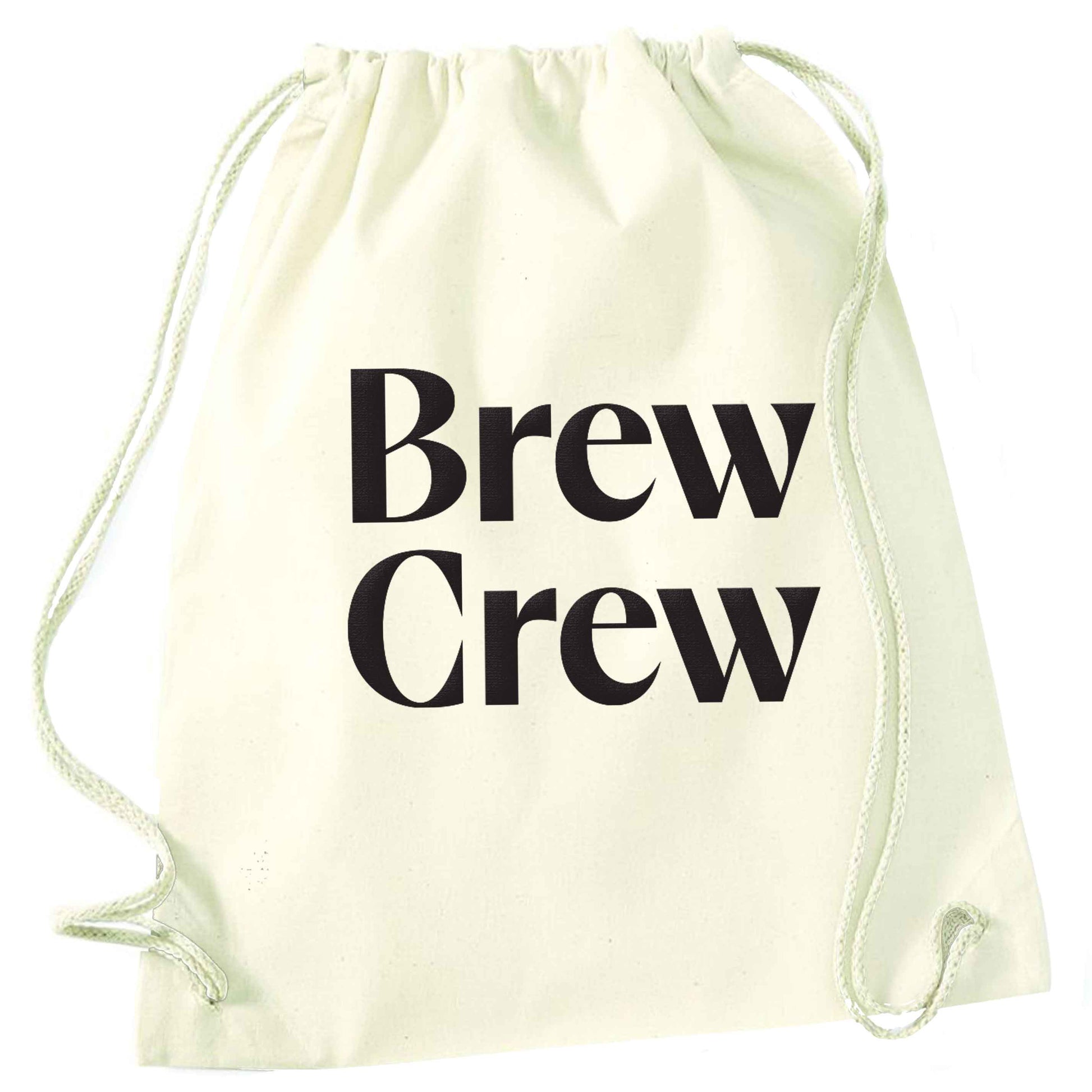 Brew crew natural drawstring bag