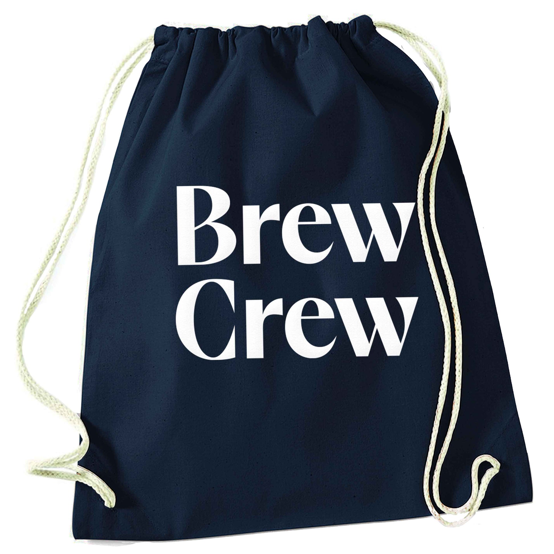Brew crew navy drawstring bag