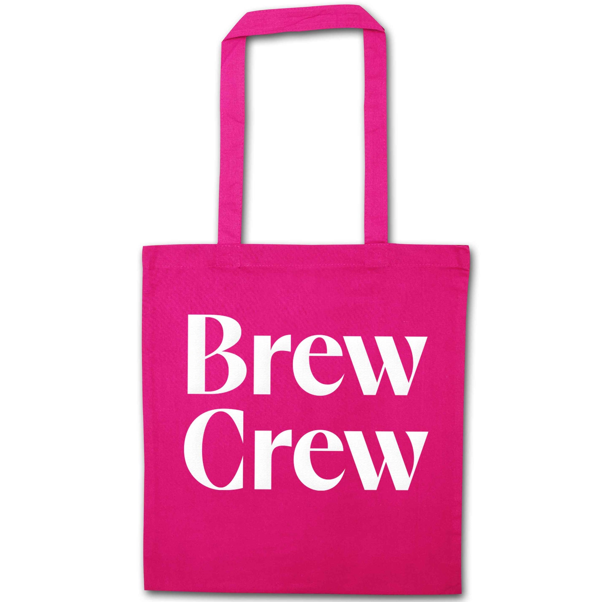 Brew crew pink tote bag