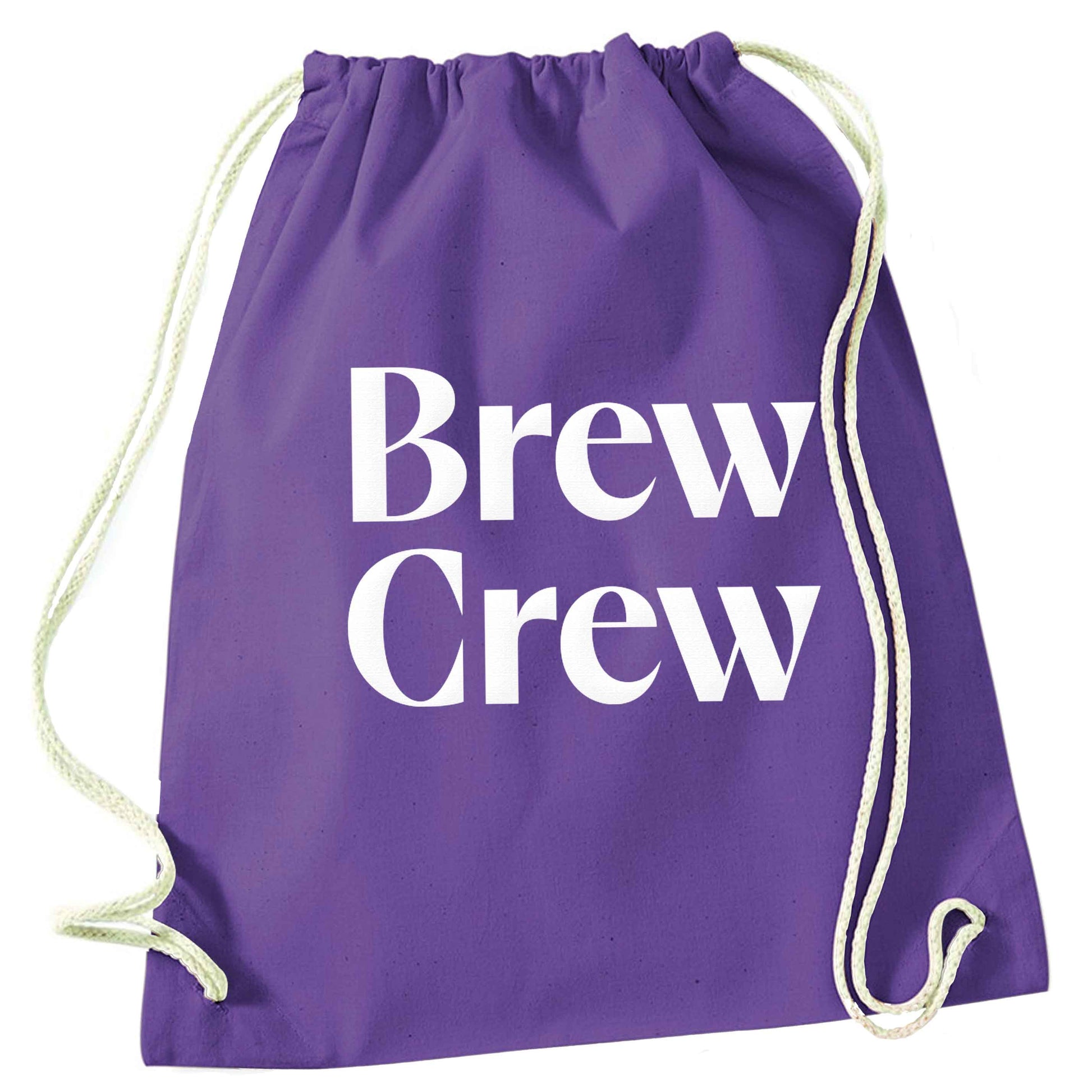 Brew crew purple drawstring bag