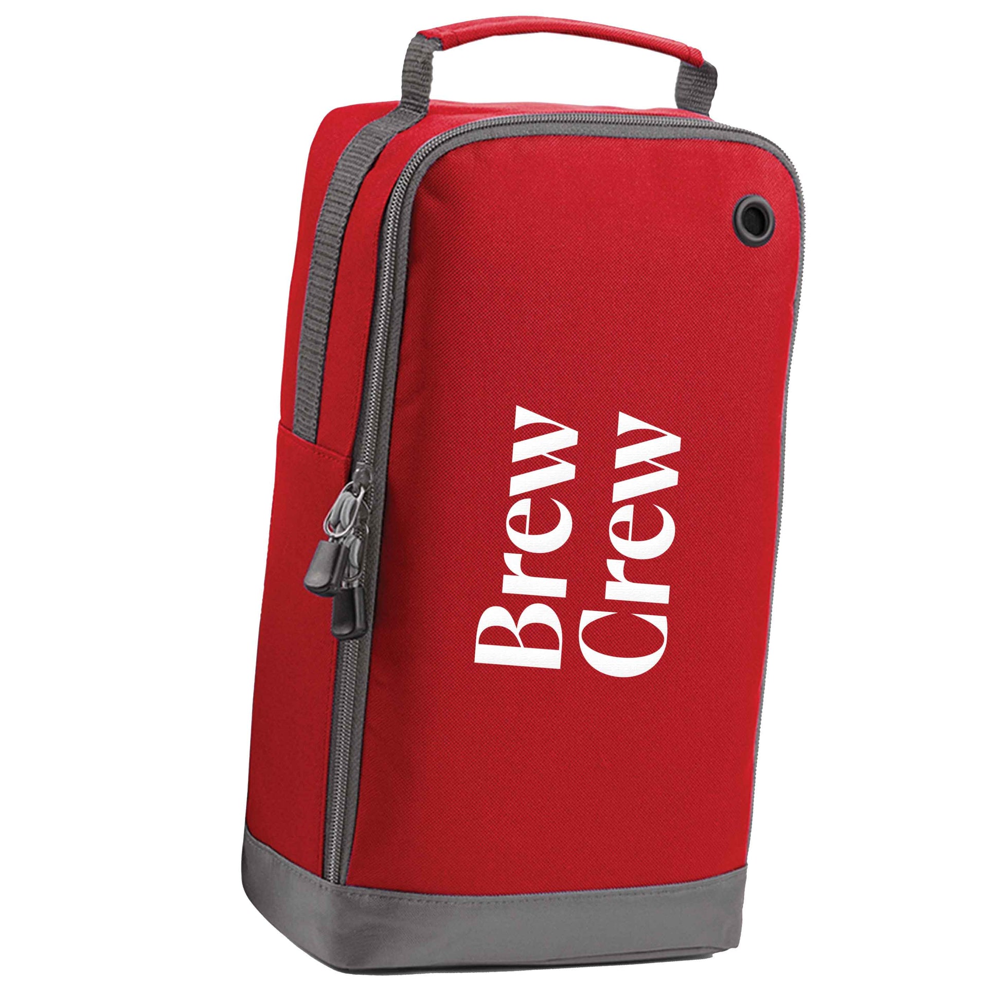 Brew crew red sports shoe bag vertical print