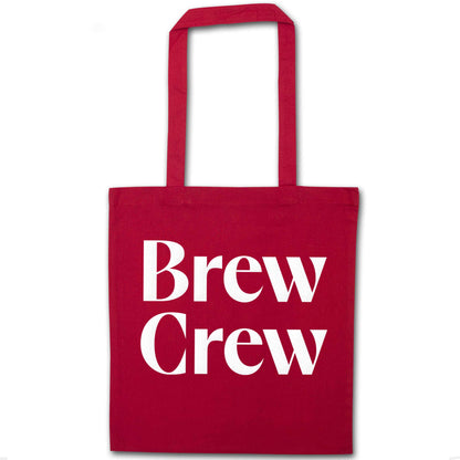 Brew crew red tote bag