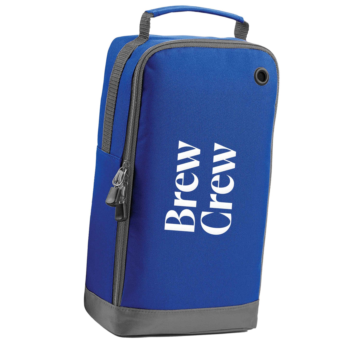Brew crew blue sports shoe bag horizontal print