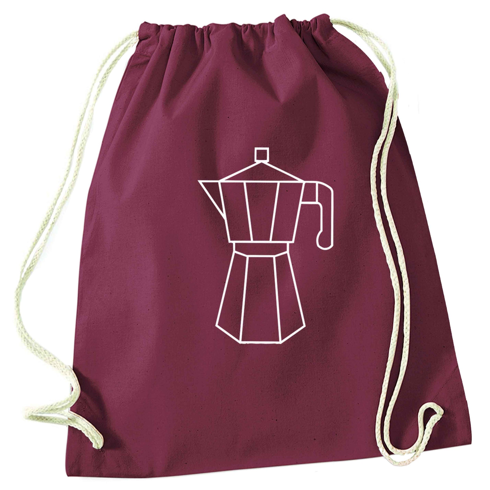 Mokka pot  maroon drawstring bag