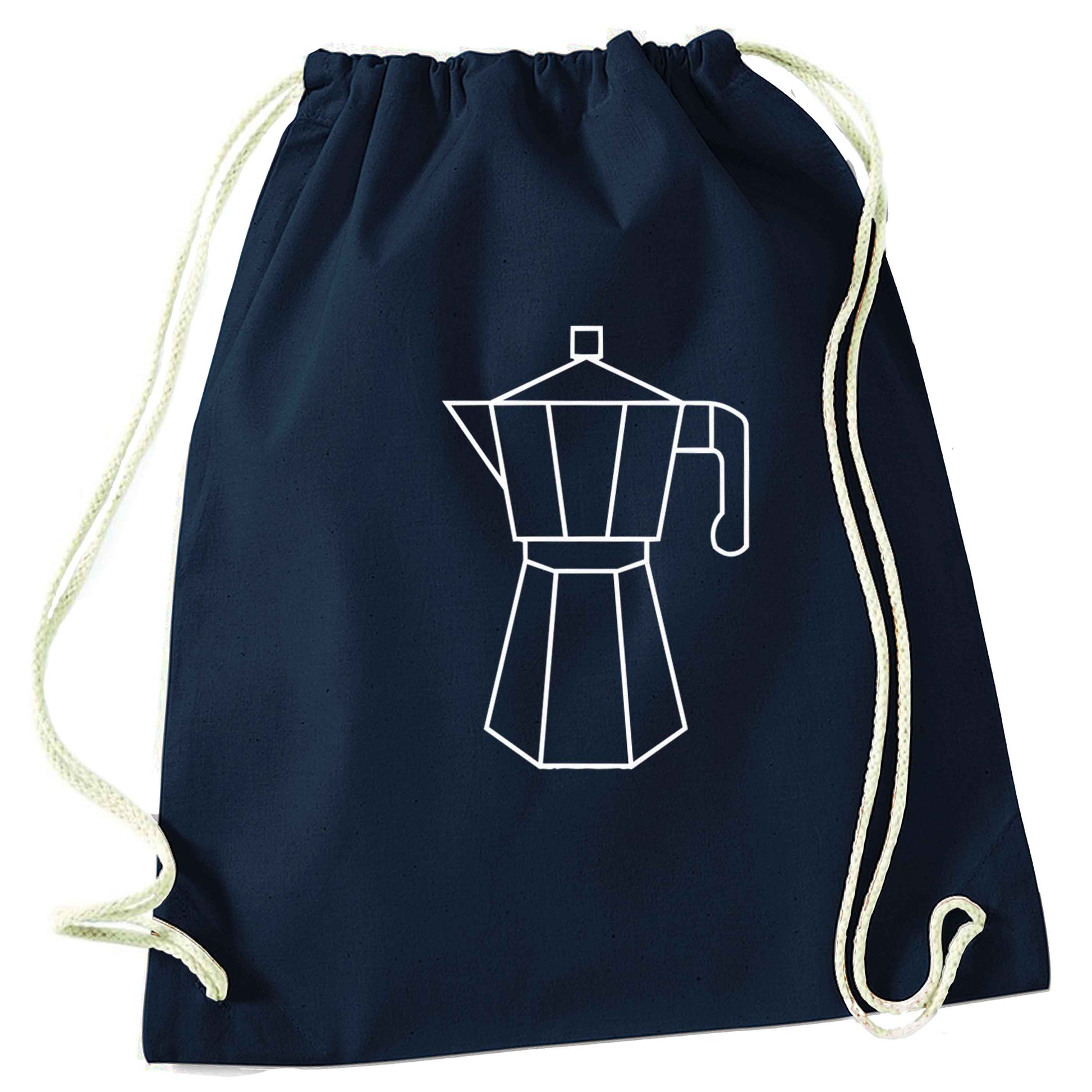 Mokka pot  navy drawstring bag