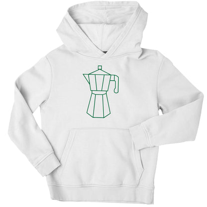 Mokka pot  children's white hoodie 12-13 Years