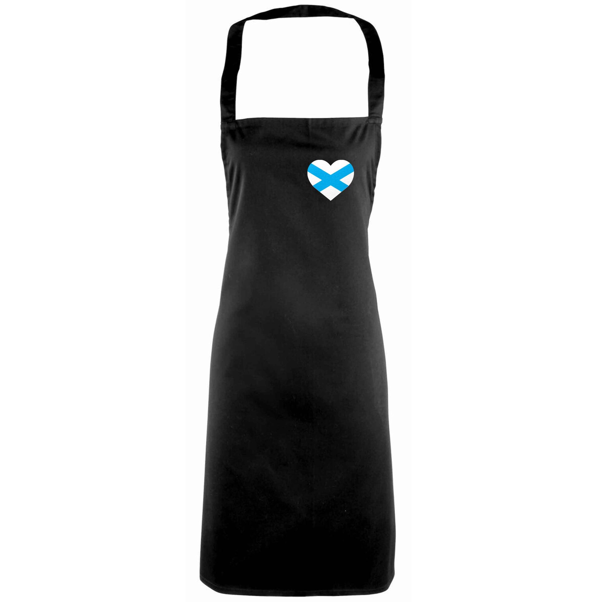 Scottish flag heart - pocket design adults black apron