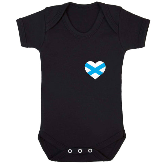 Scottish flag heart - pocket design baby bodysuit black 18-24 months
