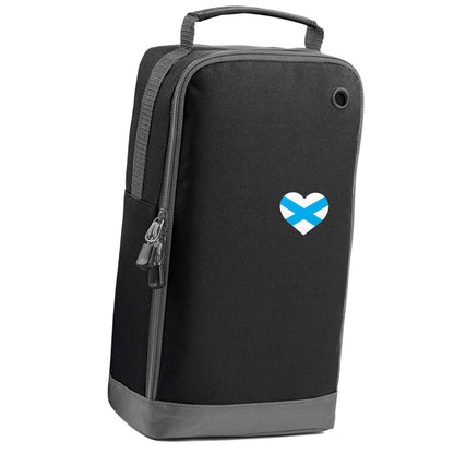 Scottish flag heart - pocket design black sports shoe bag vertical print