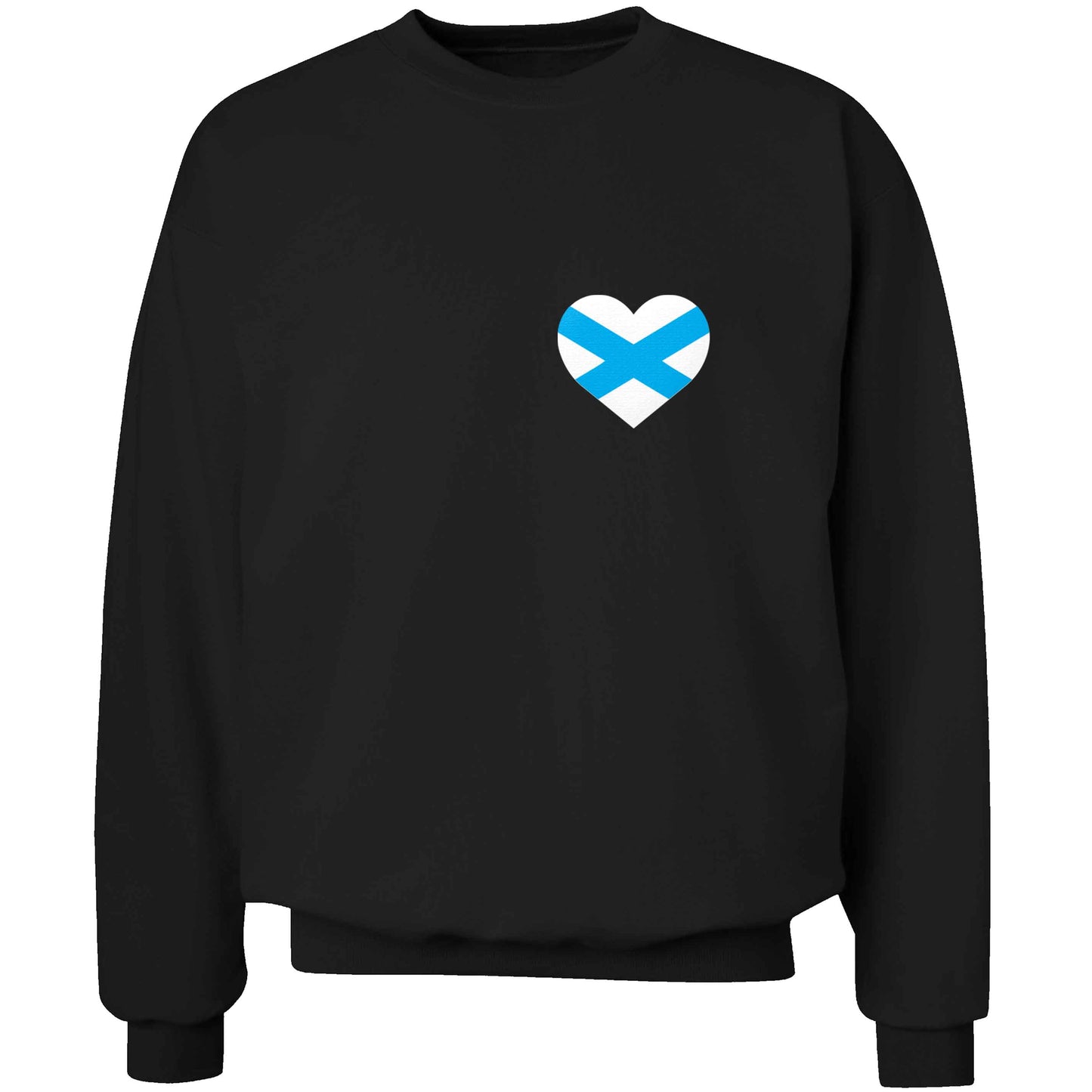 Scottish flag heart - pocket design adult's unisex black sweater 2XL