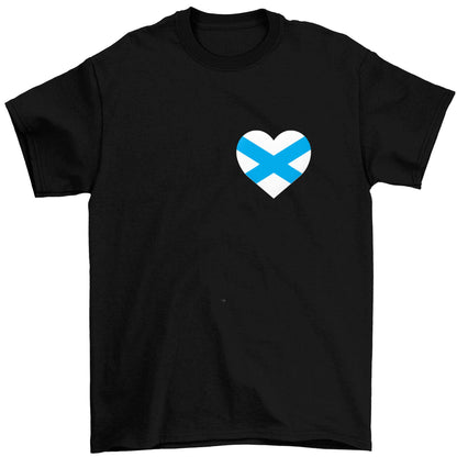 Scottish flag heart - pocket design Children's black Tshirt 12-13 Years