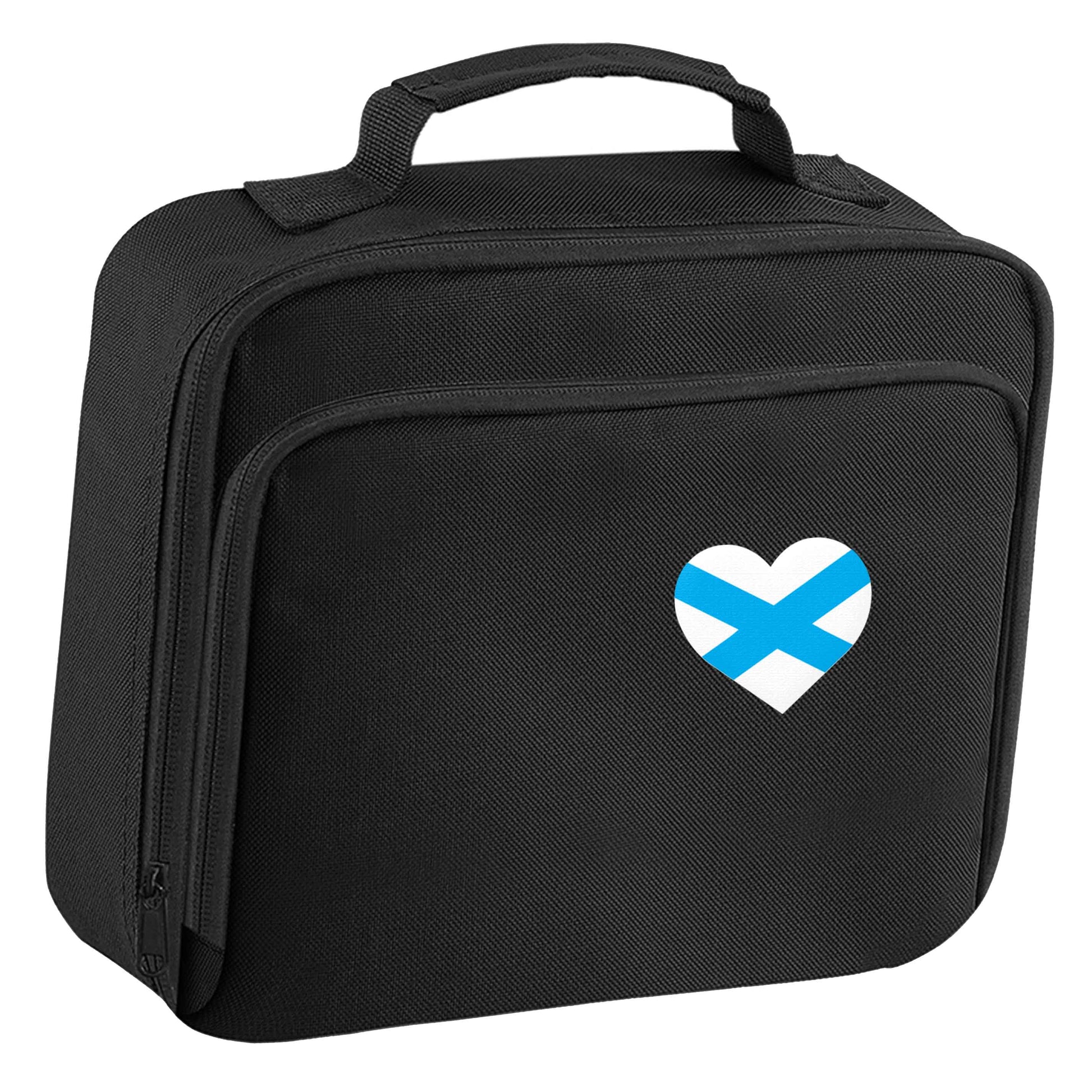 Scottish flag heart - pocket design insulated black lunch bag cooler