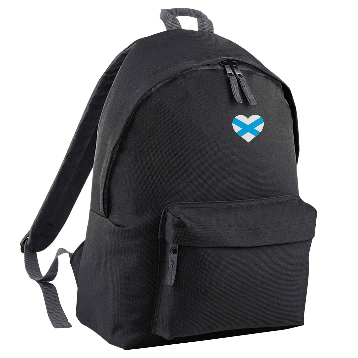 Scottish flag heart - pocket design black adults backpack
