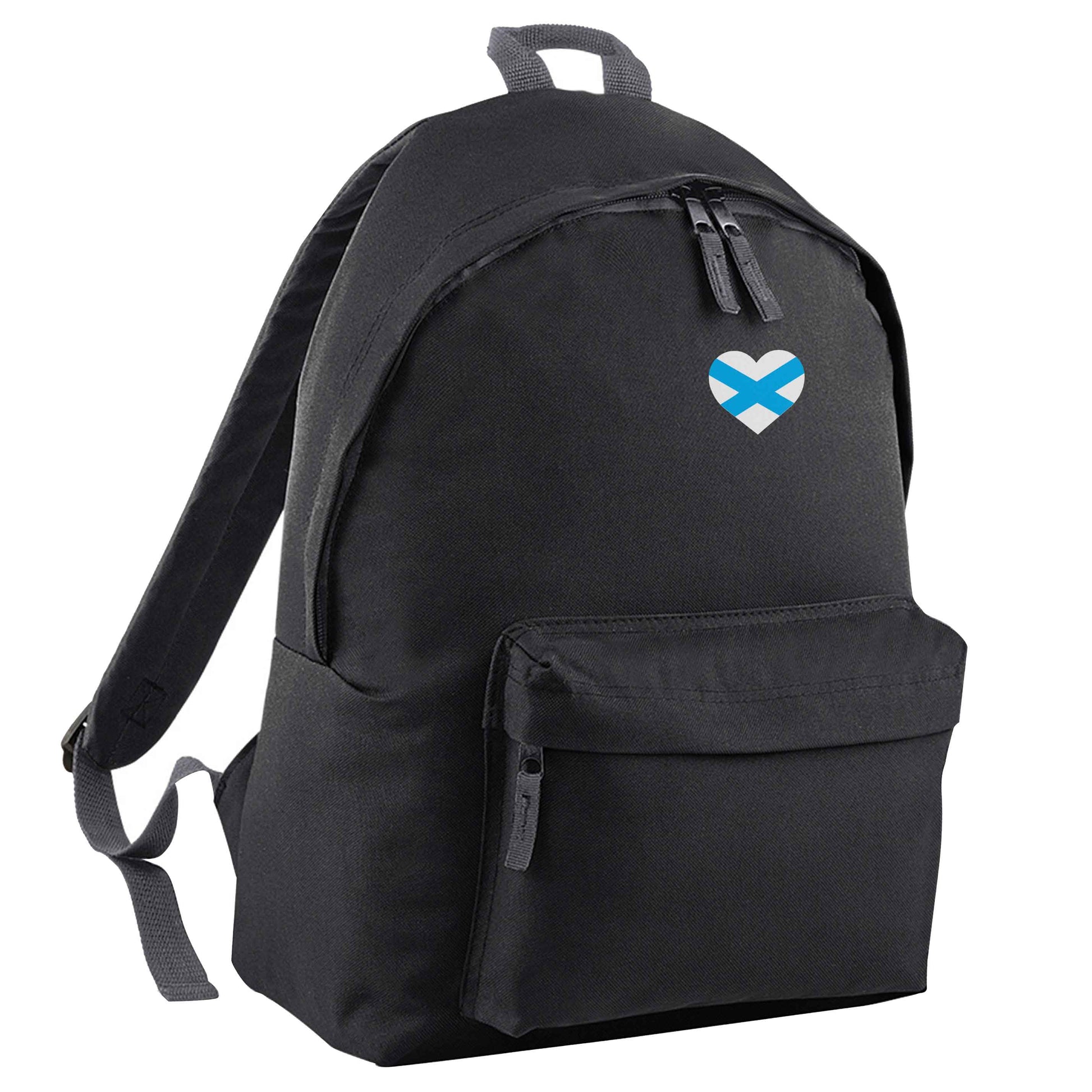 Scottish flag heart - pocket design black adults backpack