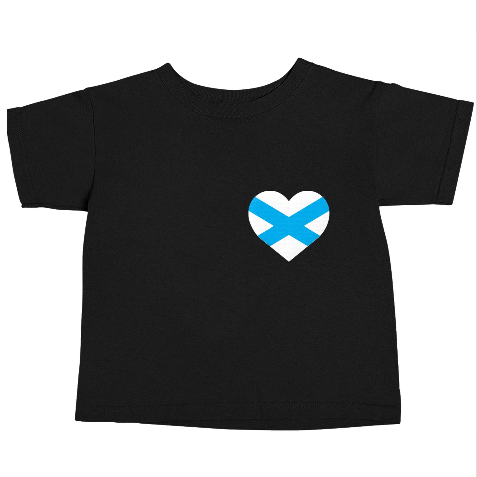 Scottish flag heart - pocket design Black baby toddler Tshirt 2 years