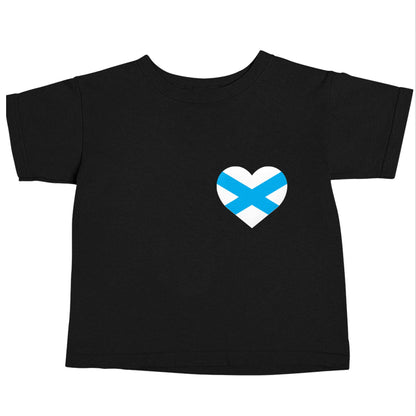 Scottish flag heart - pocket design Black baby toddler Tshirt 2 years