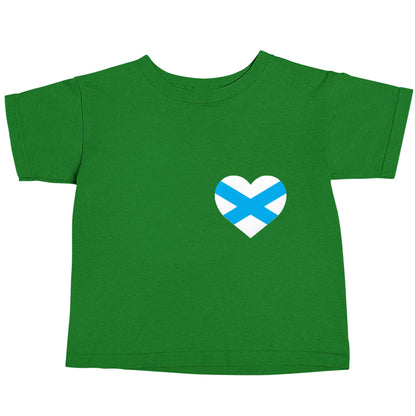 Scottish flag heart - pocket design green baby toddler Tshirt 2 Years