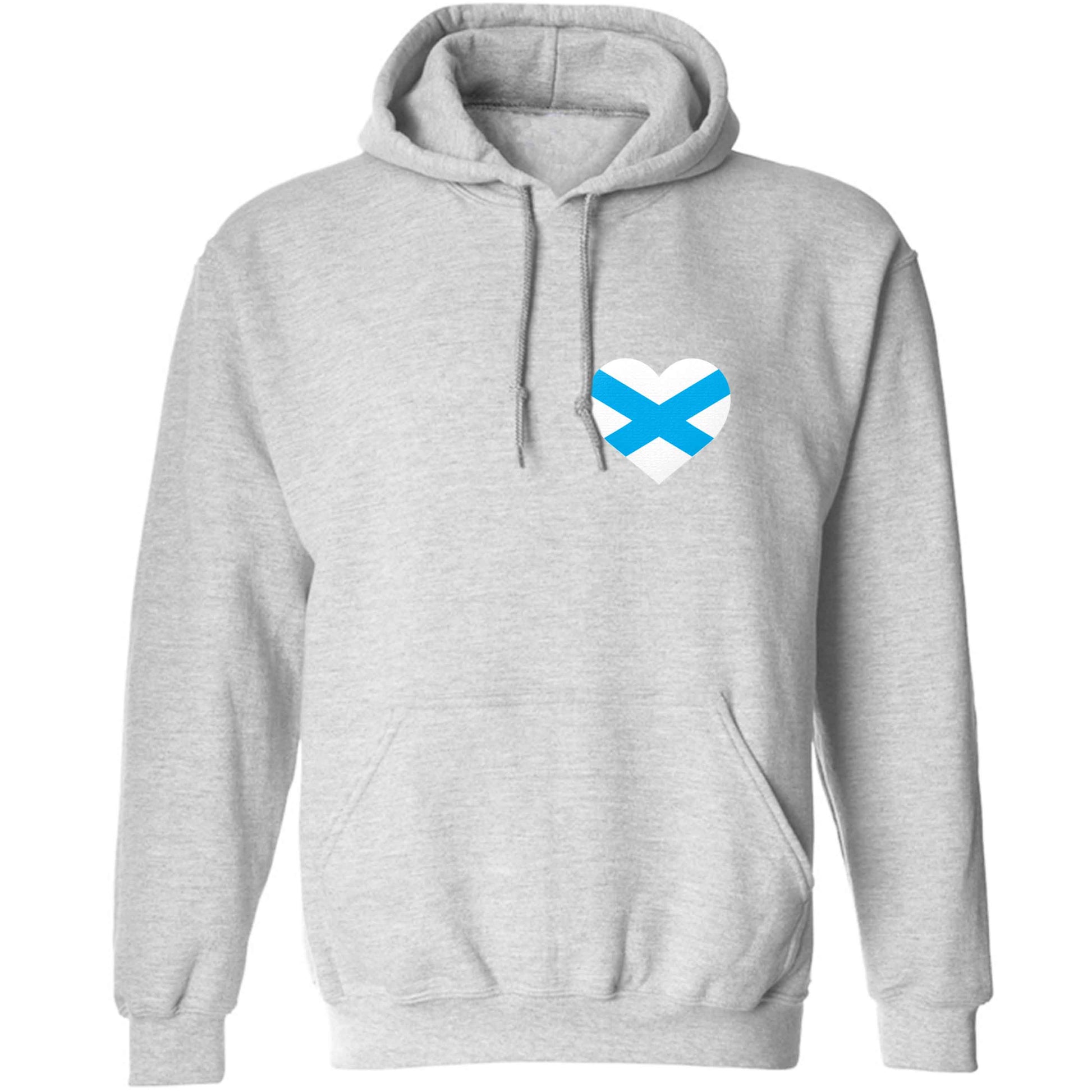Scottish flag heart - pocket design adults unisex grey hoodie 2XL