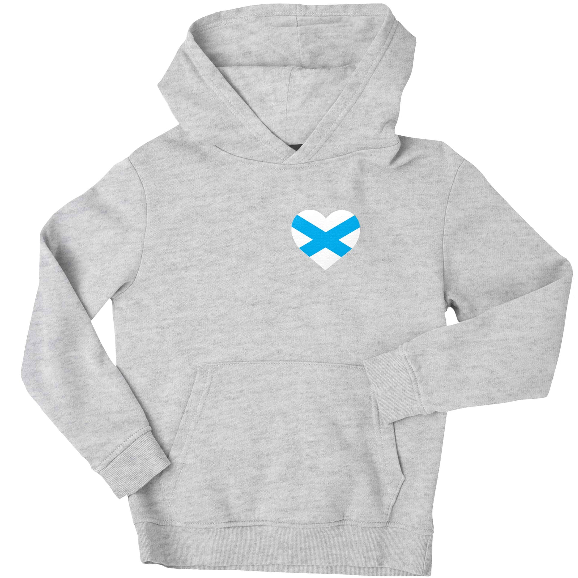 Scottish flag heart - pocket design children's grey hoodie 12-13 Years