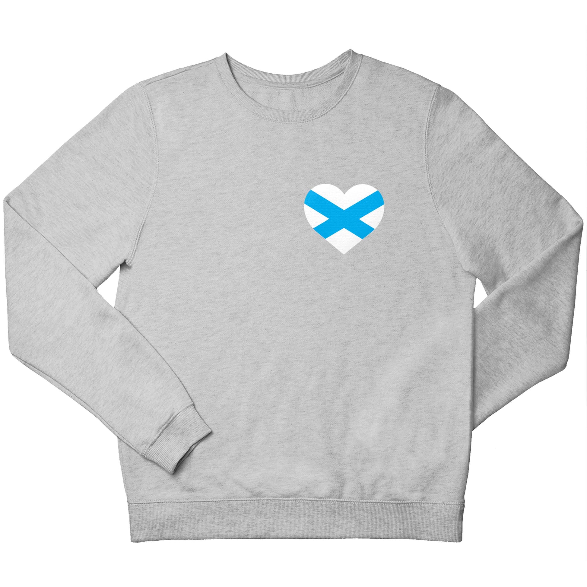 Scottish flag heart - pocket design children's grey sweater 12-13 Years