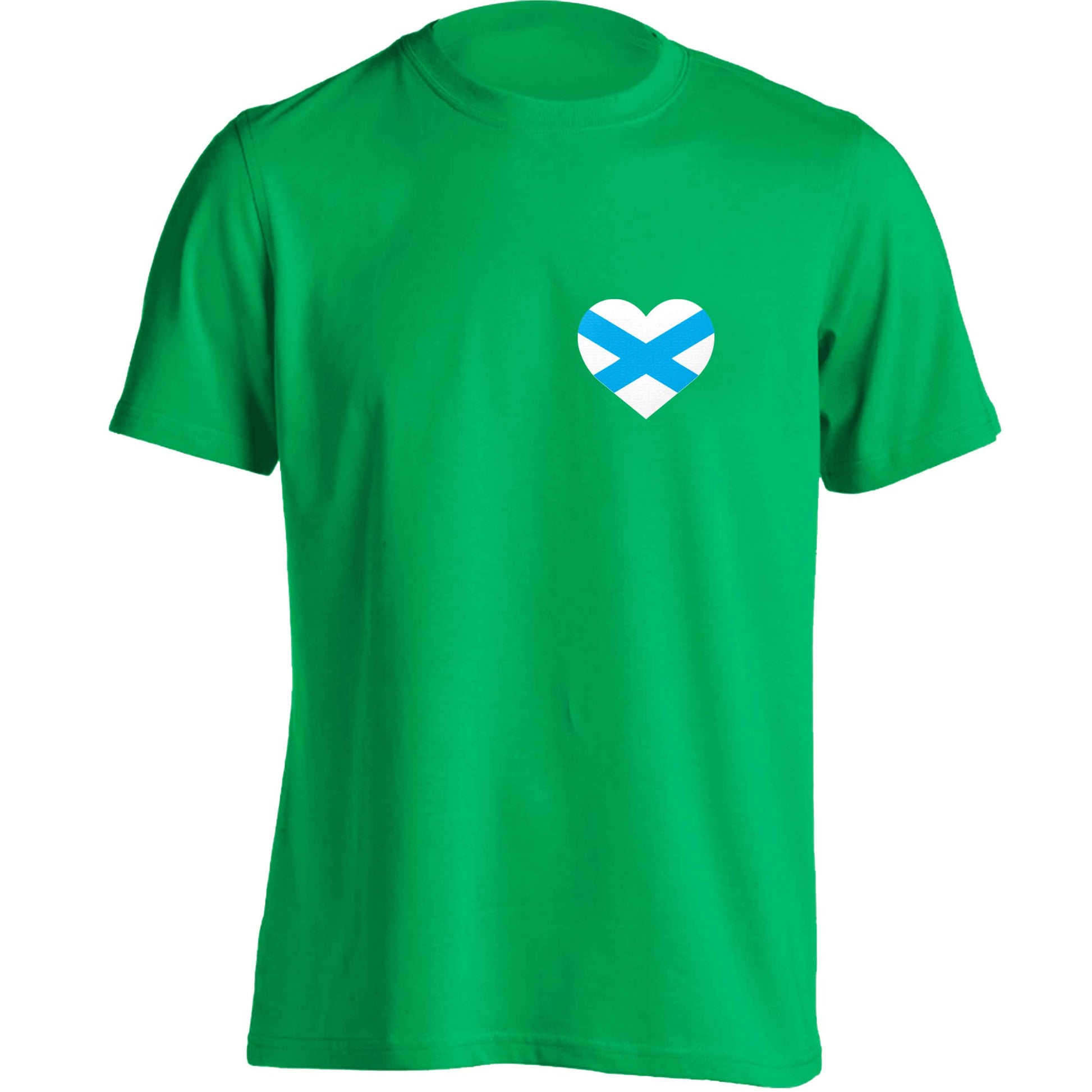 Scottish flag heart - pocket design adults unisex green Tshirt 2XL