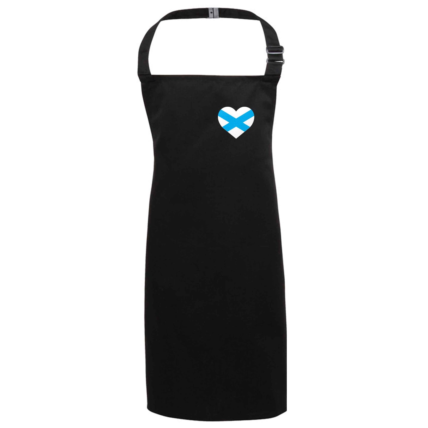 Scottish flag heart - pocket design black apron 7-10 years