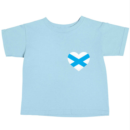 Scottish flag heart - pocket design light blue baby toddler Tshirt 2 Years