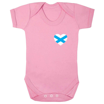 Scottish flag heart - pocket design baby bodysuit pale pink 18-24 months