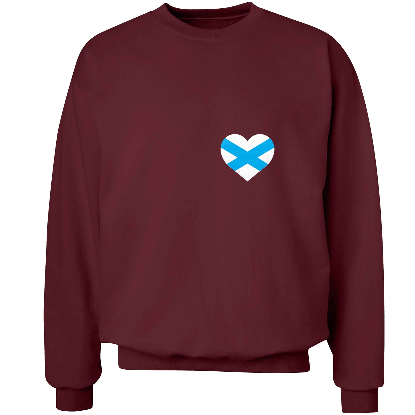 Scottish flag heart - pocket design adult's unisex maroon sweater 2XL