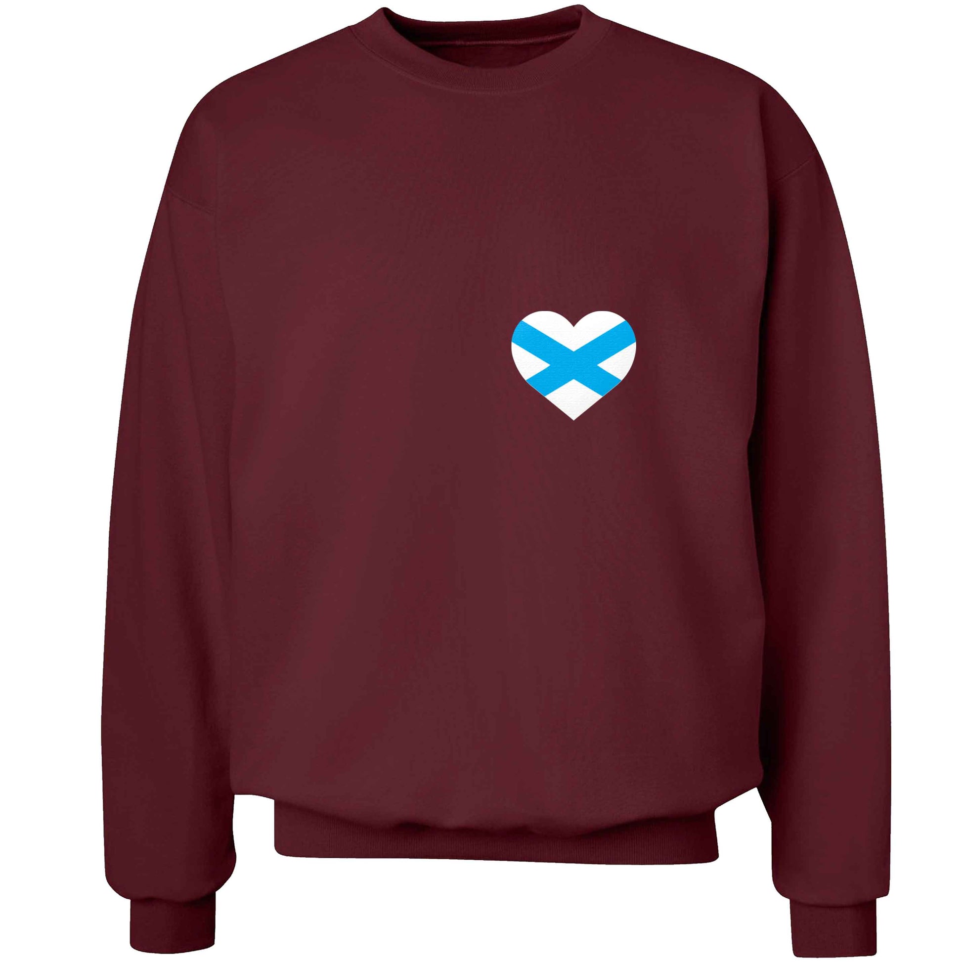Scottish flag heart - pocket design adult's unisex maroon sweater 2XL