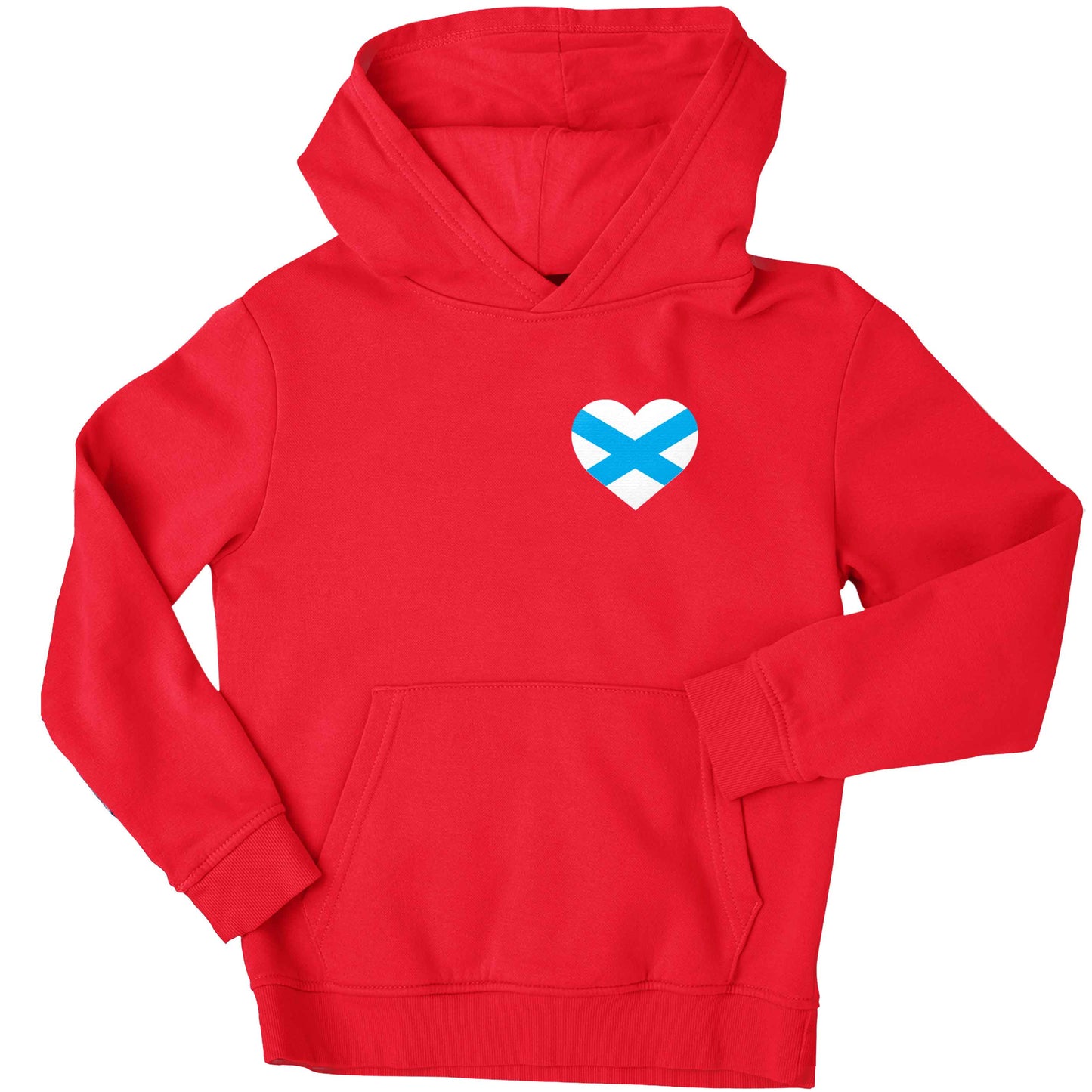 Scottish flag heart - pocket design children's red hoodie 12-13 Years