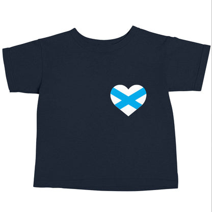 Scottish flag heart - pocket design navy baby toddler Tshirt 2 Years