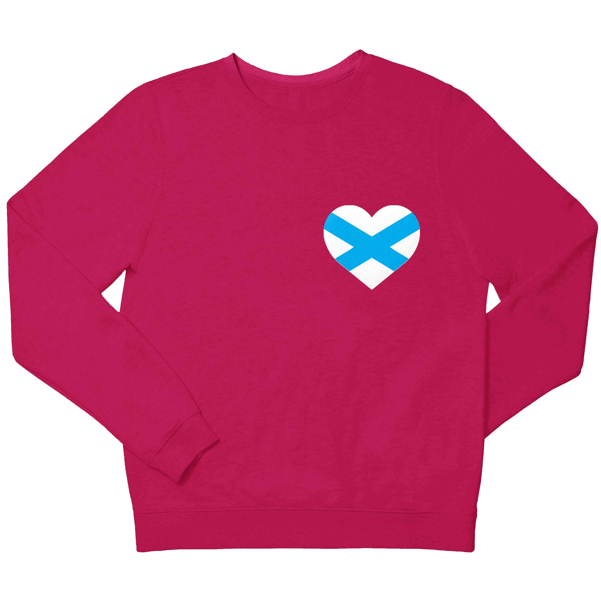Scottish flag heart - pocket design children's pink sweater 12-13 Years