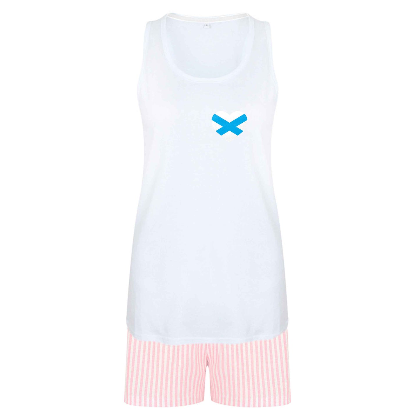Scottish flag heart - pocket design size XL women's pyjama shorts set in pink 