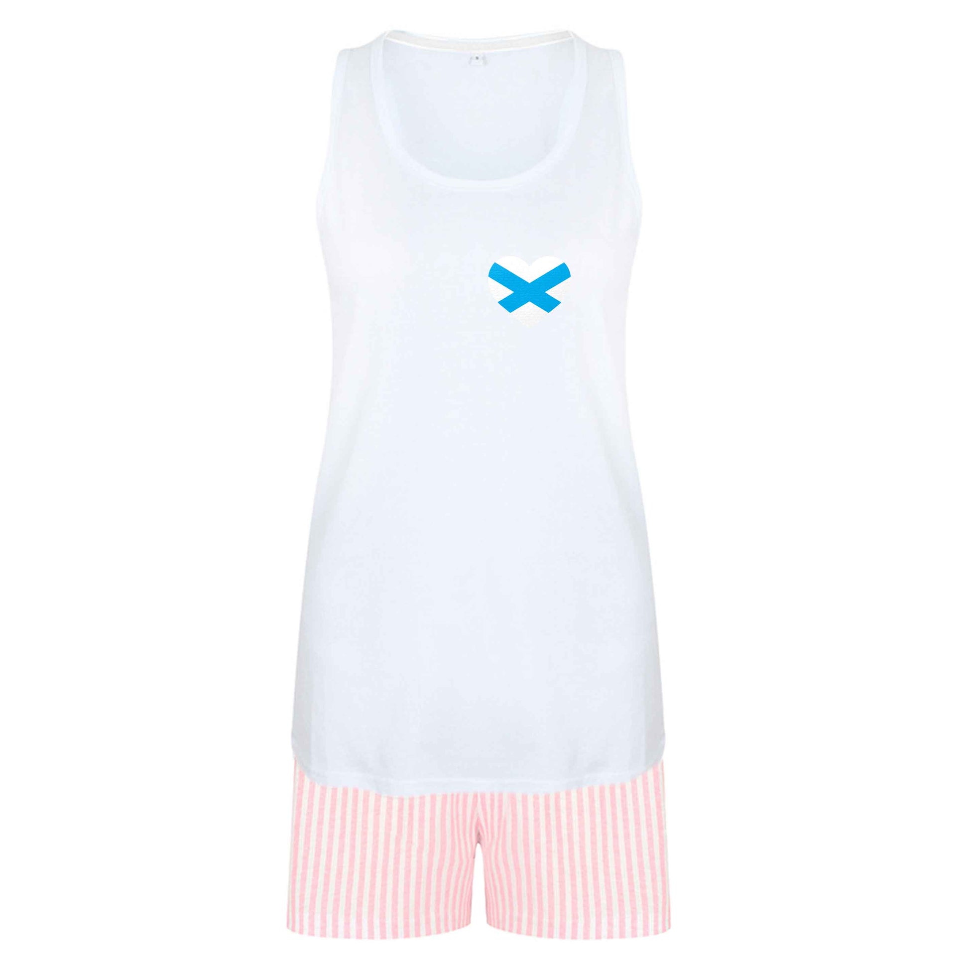Scottish flag heart - pocket design size XL women's pyjama shorts set in pink 
