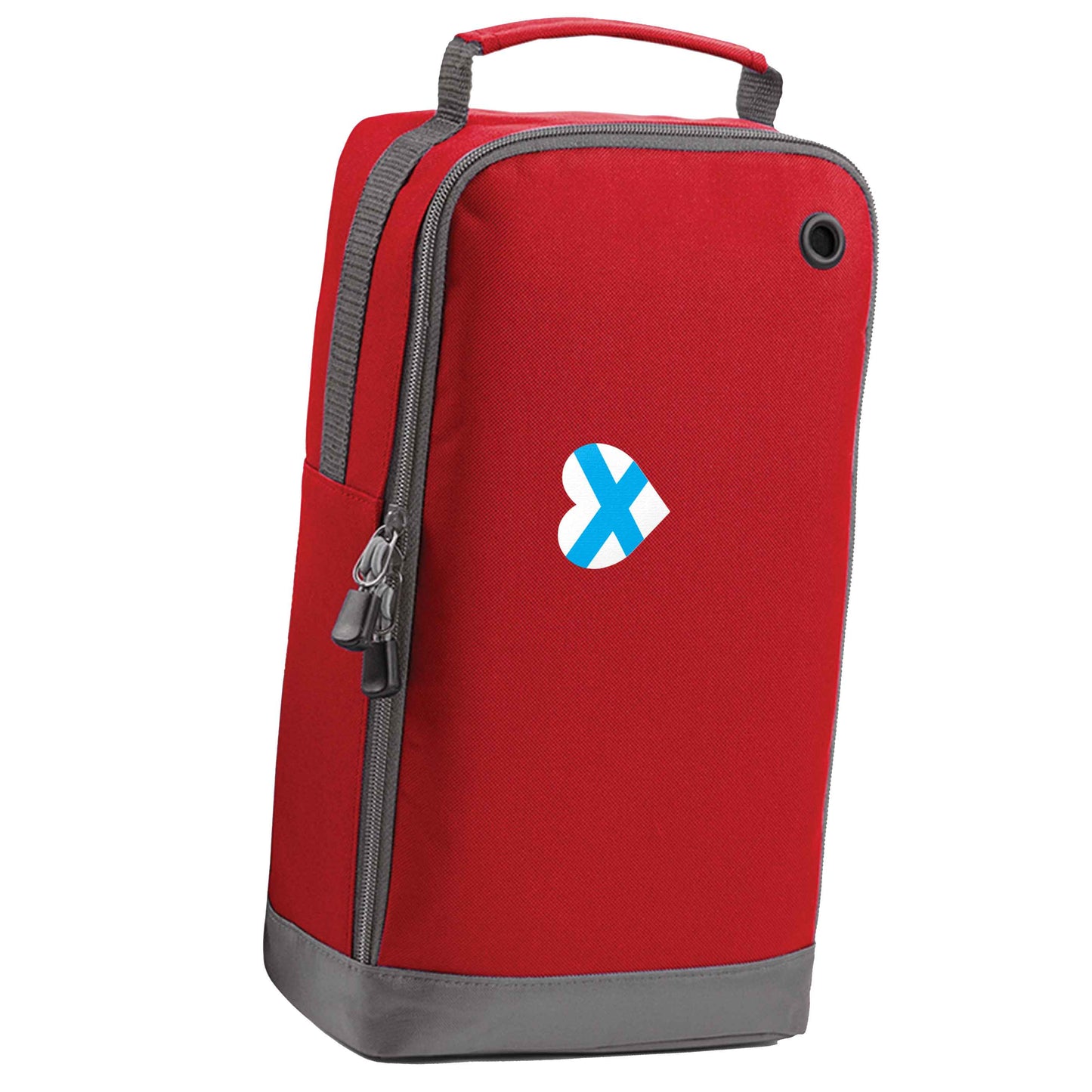 Scottish flag heart - pocket design red sports shoe bag vertical print