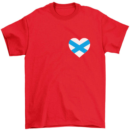 Scottish flag heart - pocket design Children's red Tshirt 12-13 Years