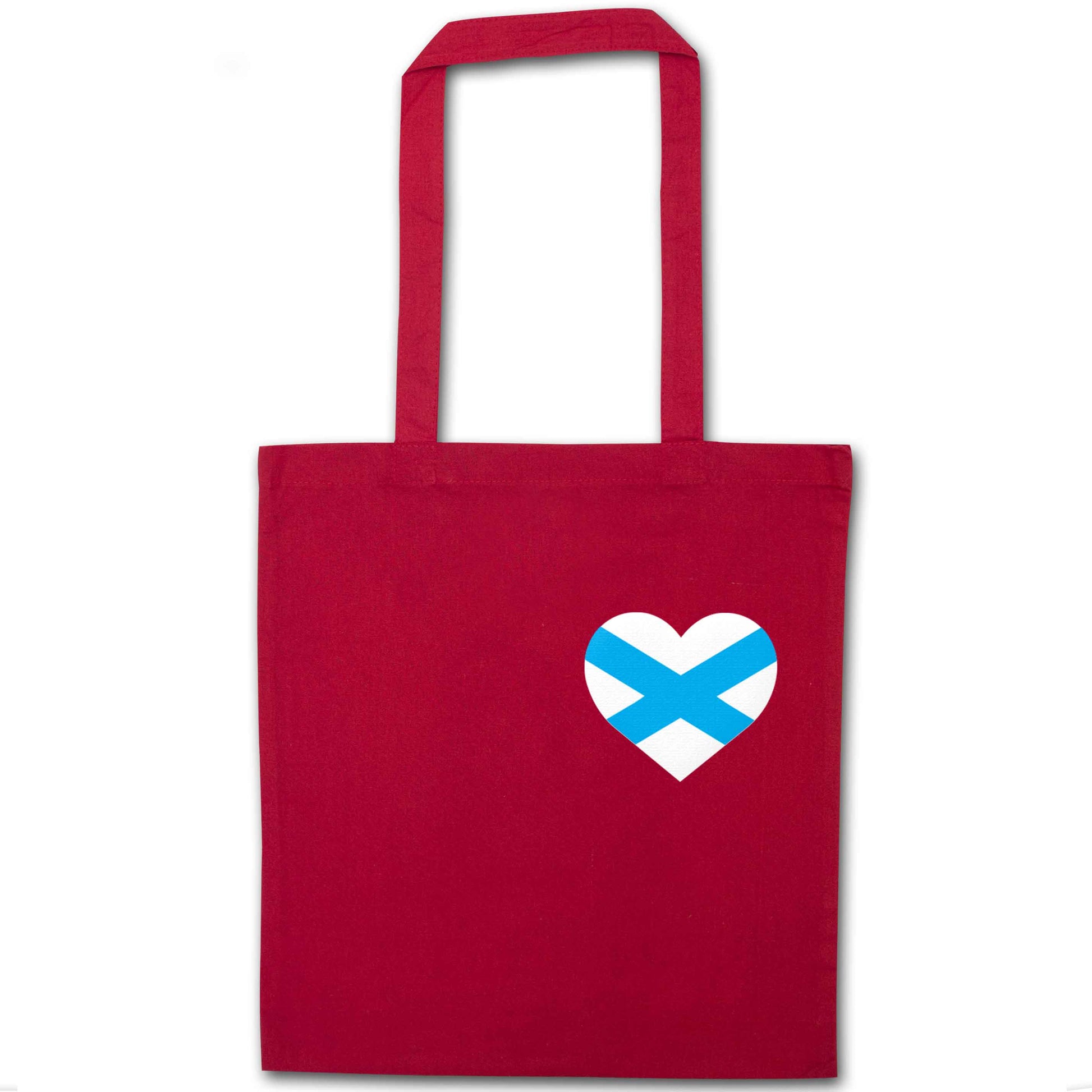 Scottish flag heart - pocket design red tote bag