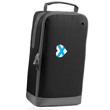 Scottish flag heart - pocket design black sports shoe bag horizontal print