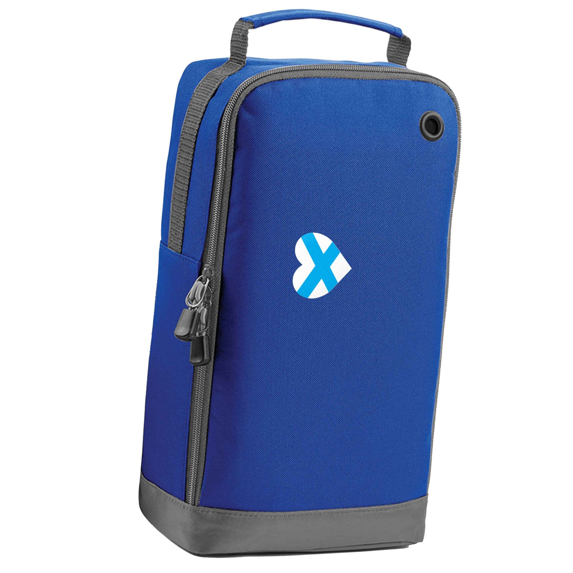 Scottish flag heart - pocket design blue sports shoe bag horizontal print