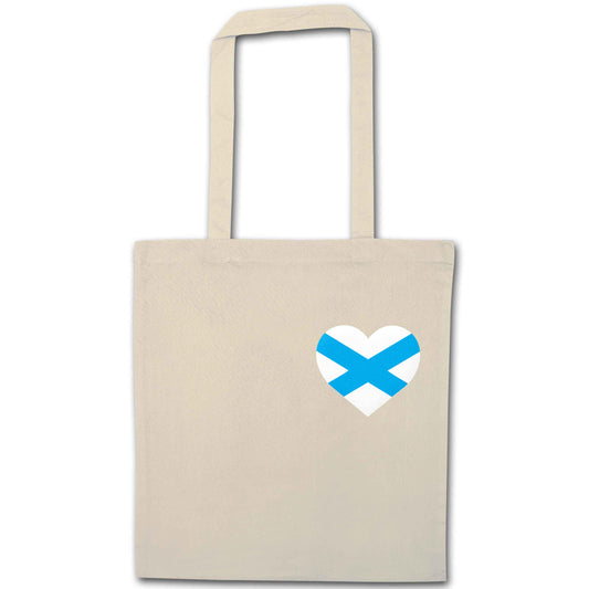 Scottish flag heart - pocket design natural tote bag