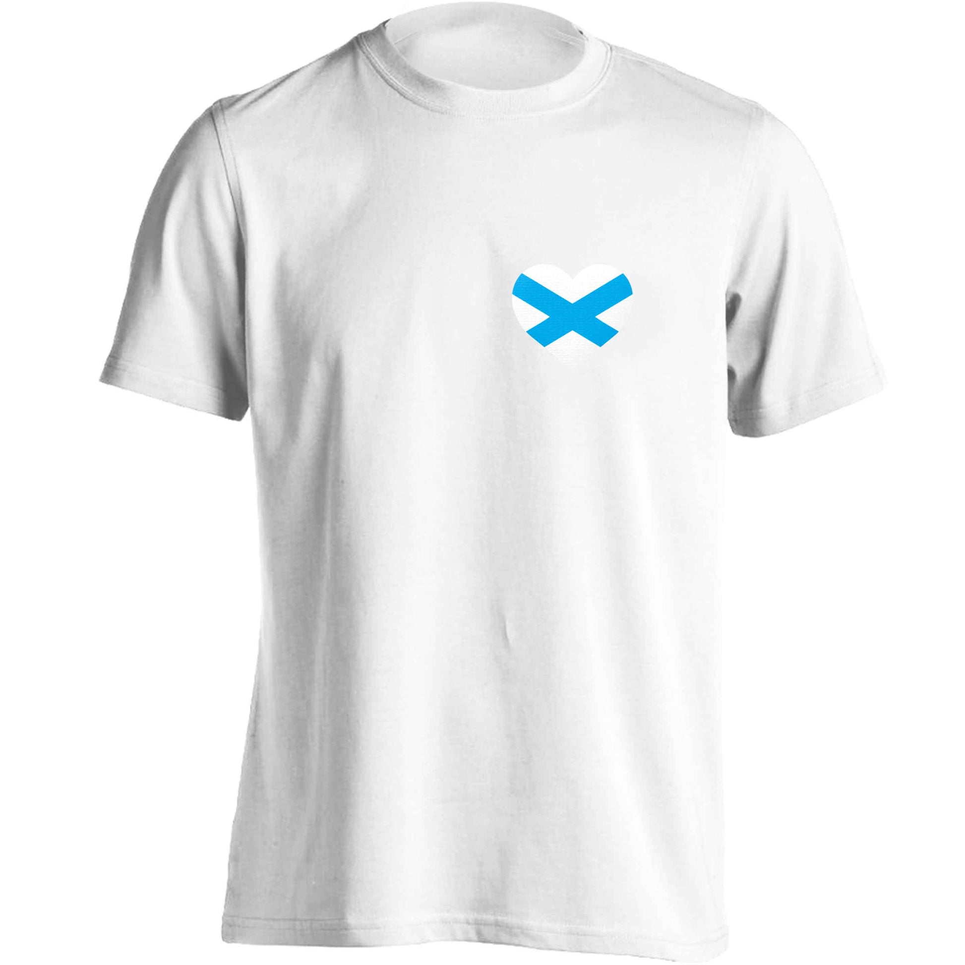 Scottish flag heart - pocket design adults unisex white Tshirt 2XL