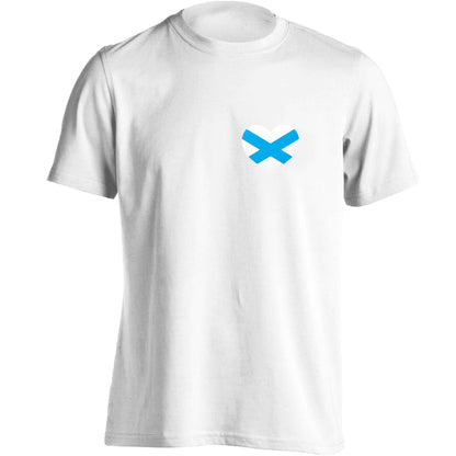 Scottish flag heart - pocket design adults unisex white Tshirt 2XL